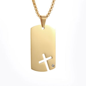 Diamond Cross Dog Tag