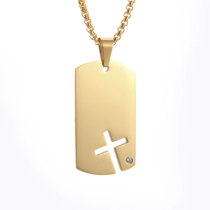 Diamond Cross Dog Tag