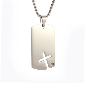 Diamond Cross Dog Tag